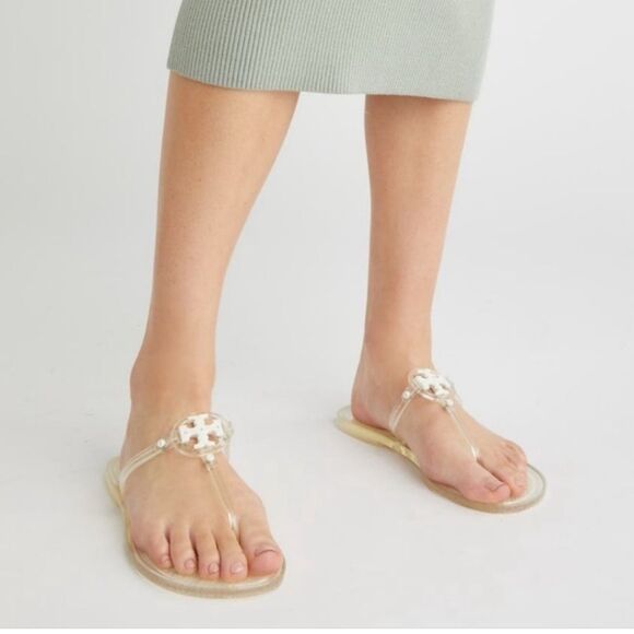 Tory Burch Mini Miller Jelly Thong Clear Casual Flip Flops Size 8 - Picture 2 of 6